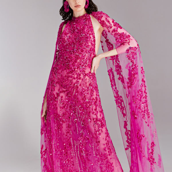Deep Pink Fully Beaded Dress