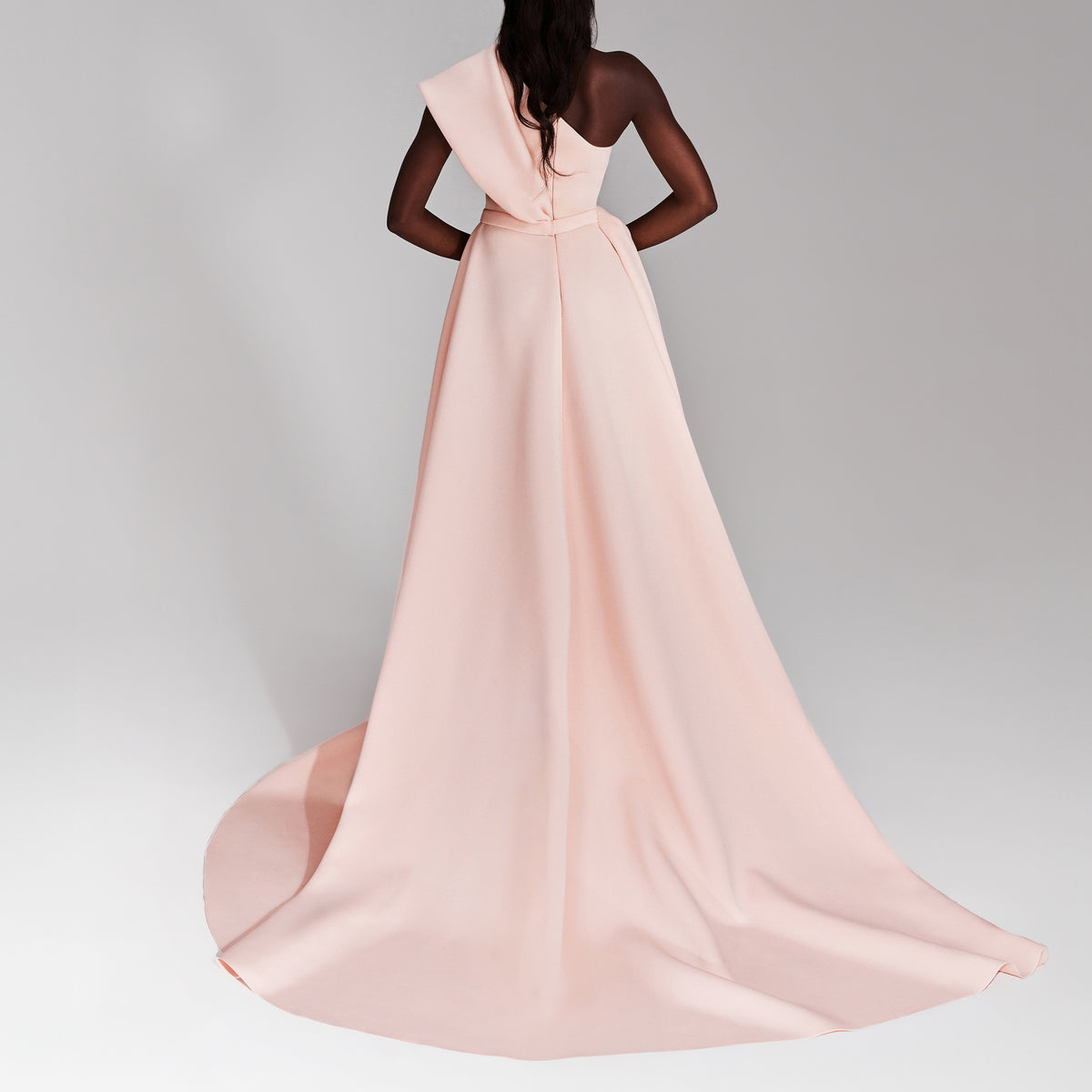 Formal Peach One Shoulder A-line Beading Tulle Long Prom Dress