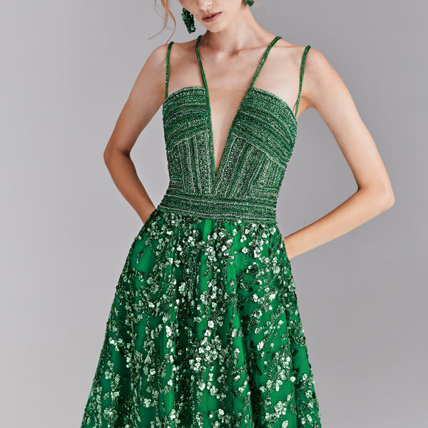 A-Shape Green Dress