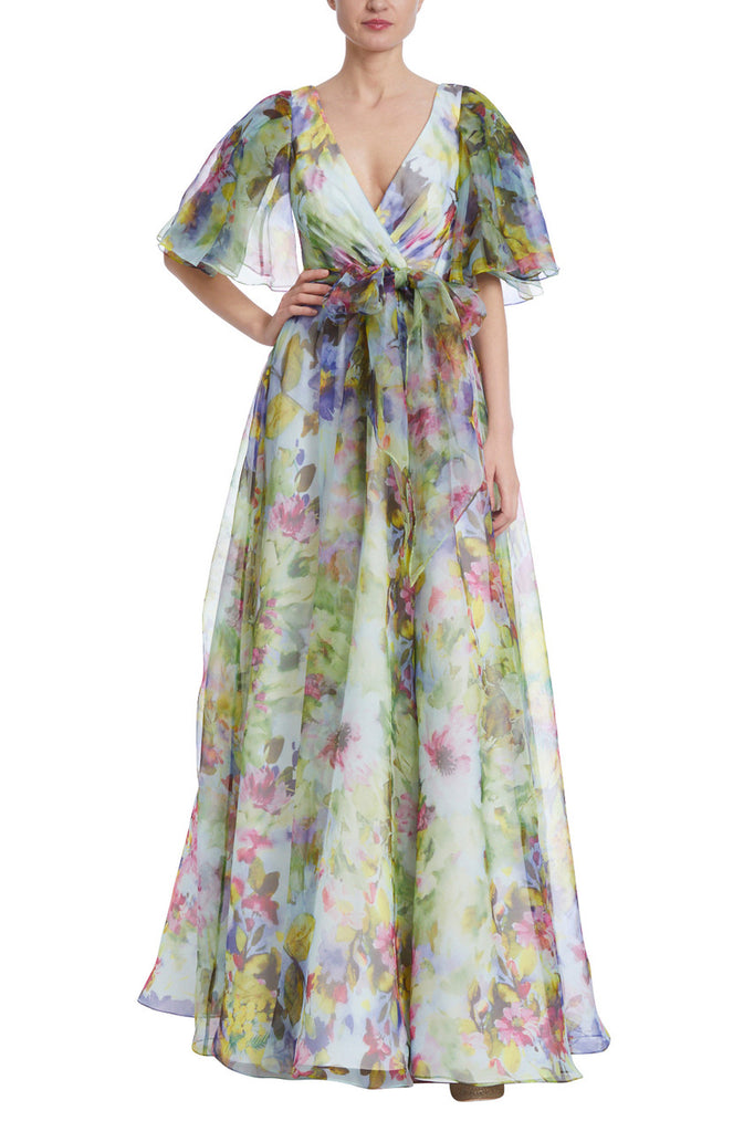 Printed Organza Gown