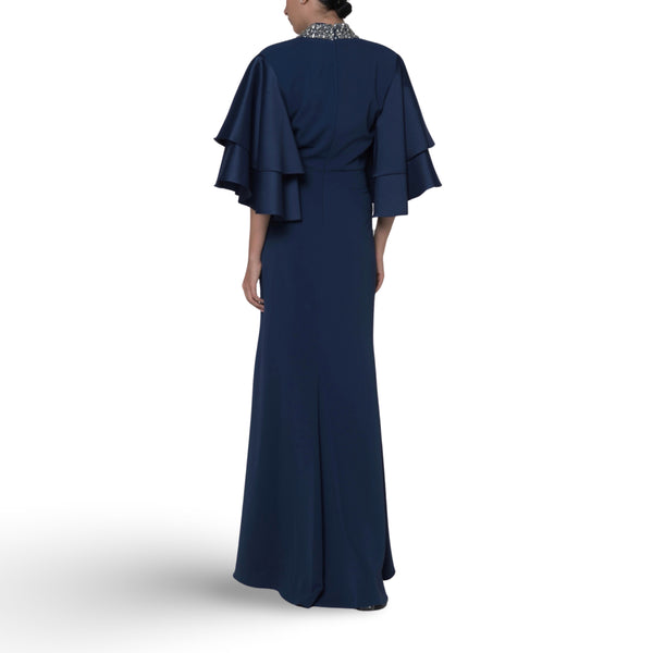 Fierce Teared Sleeve Gown with Plunging Neckline