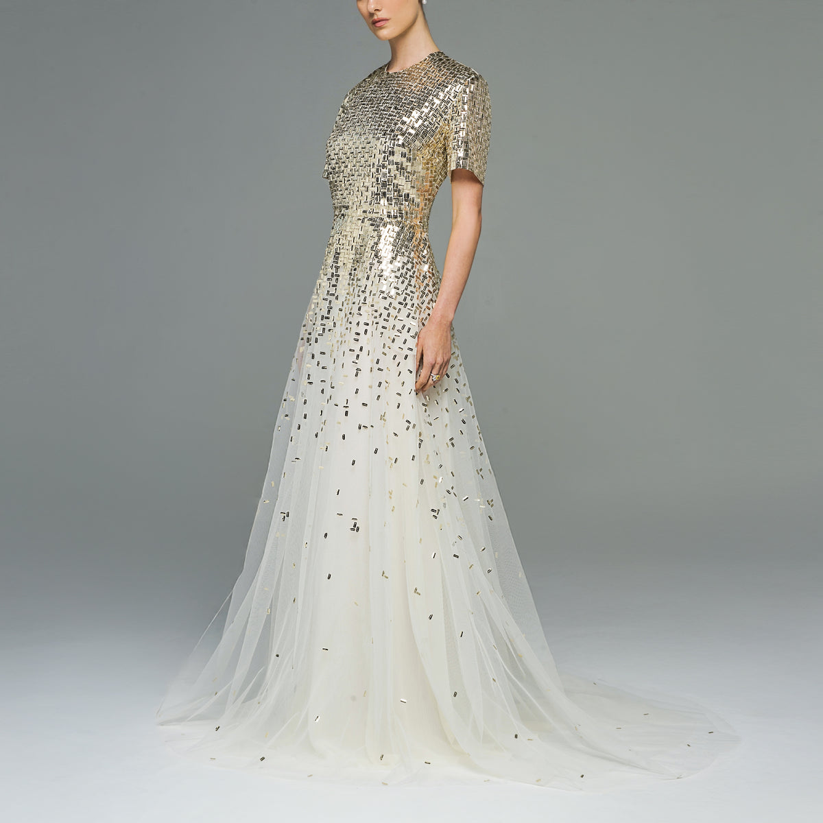 Beaded Layered Tulle Dress