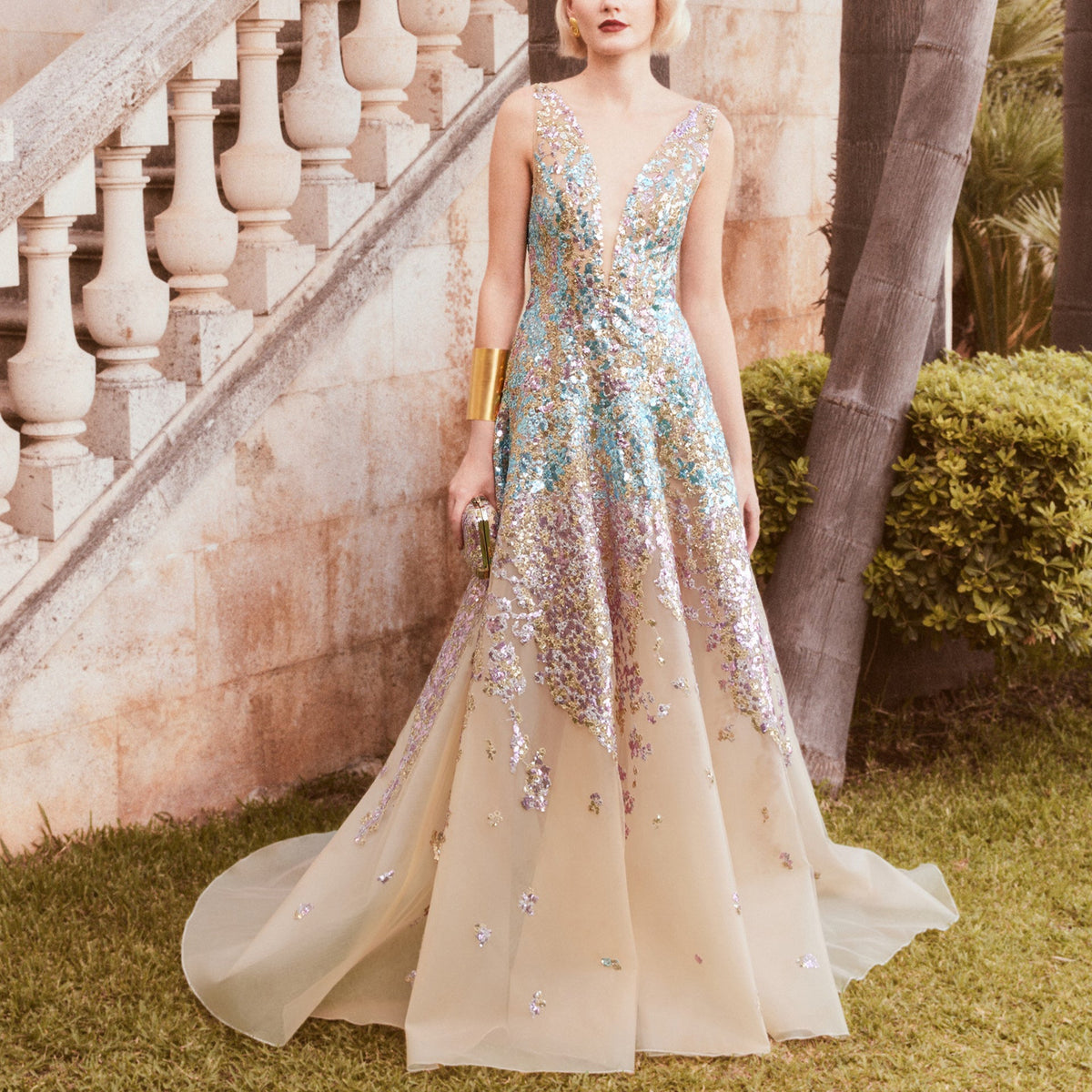 Earth-Tone Long Tulle Dress by Tony Ward – Elilhaam Earth-Tone Long Tulle Dress by Tony Ward – Elilhaam