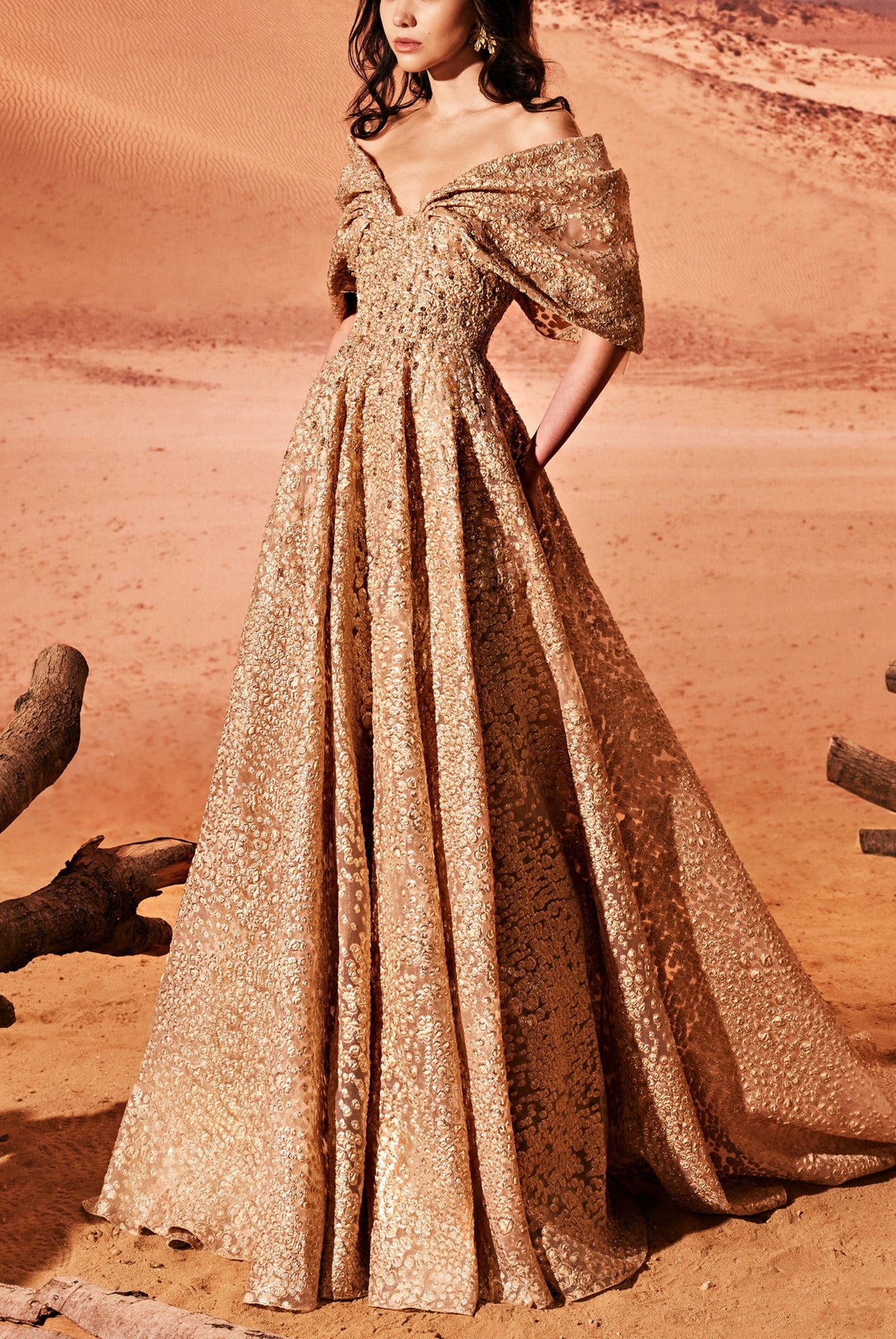 Organza Jacquard Dress With Belt by Tony Ward