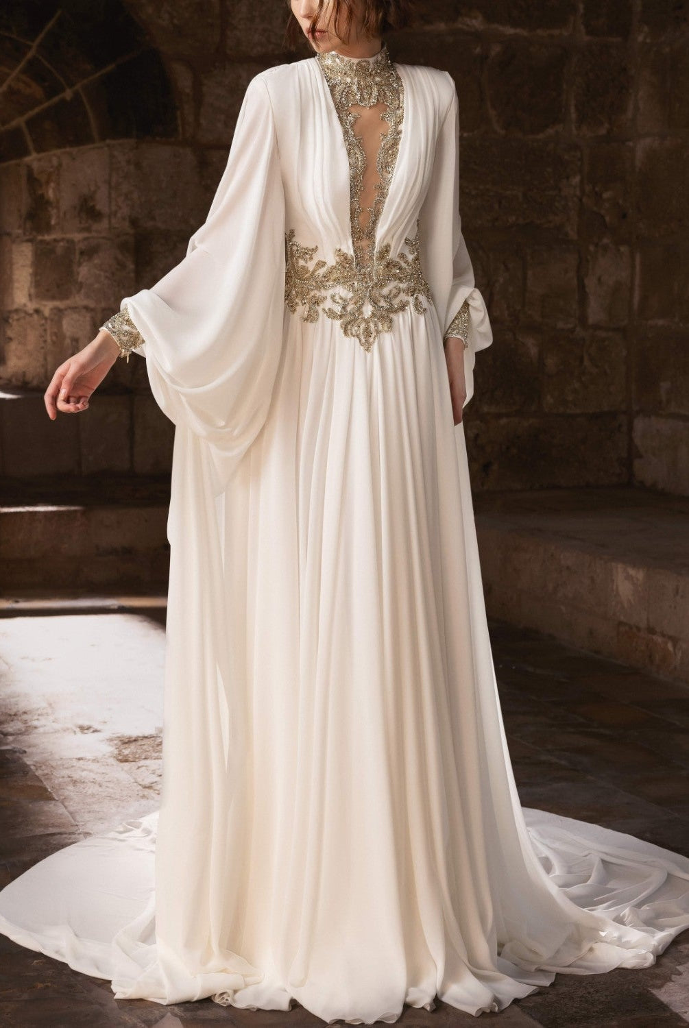 White Embroidered Kaftan Dress