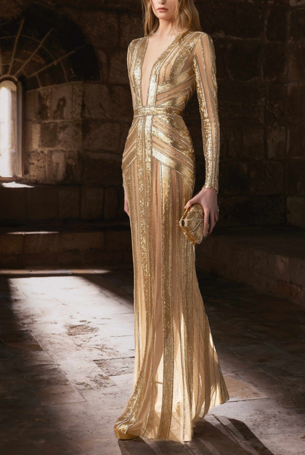 A-Line Gown with Deep V-Neck