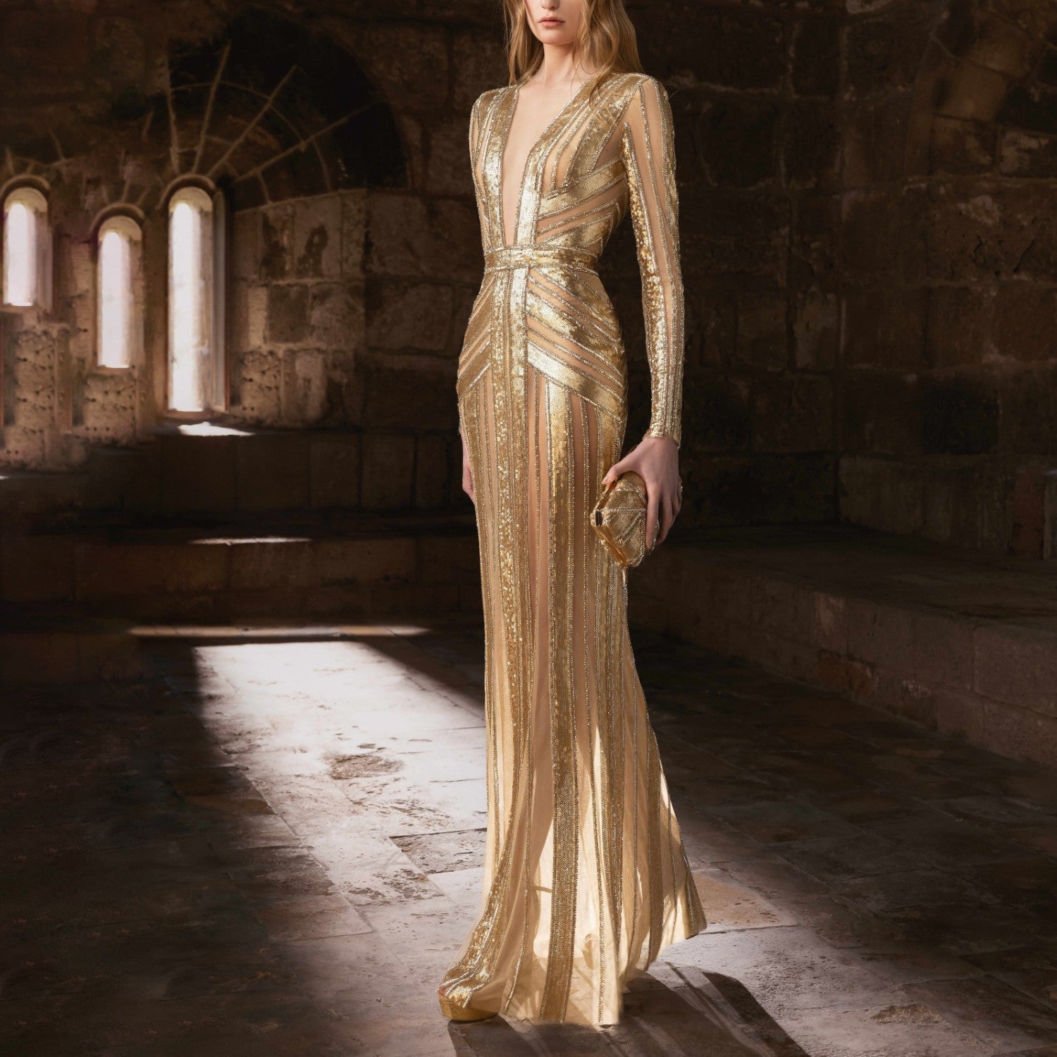 A-Line Gown with Deep V-Neck