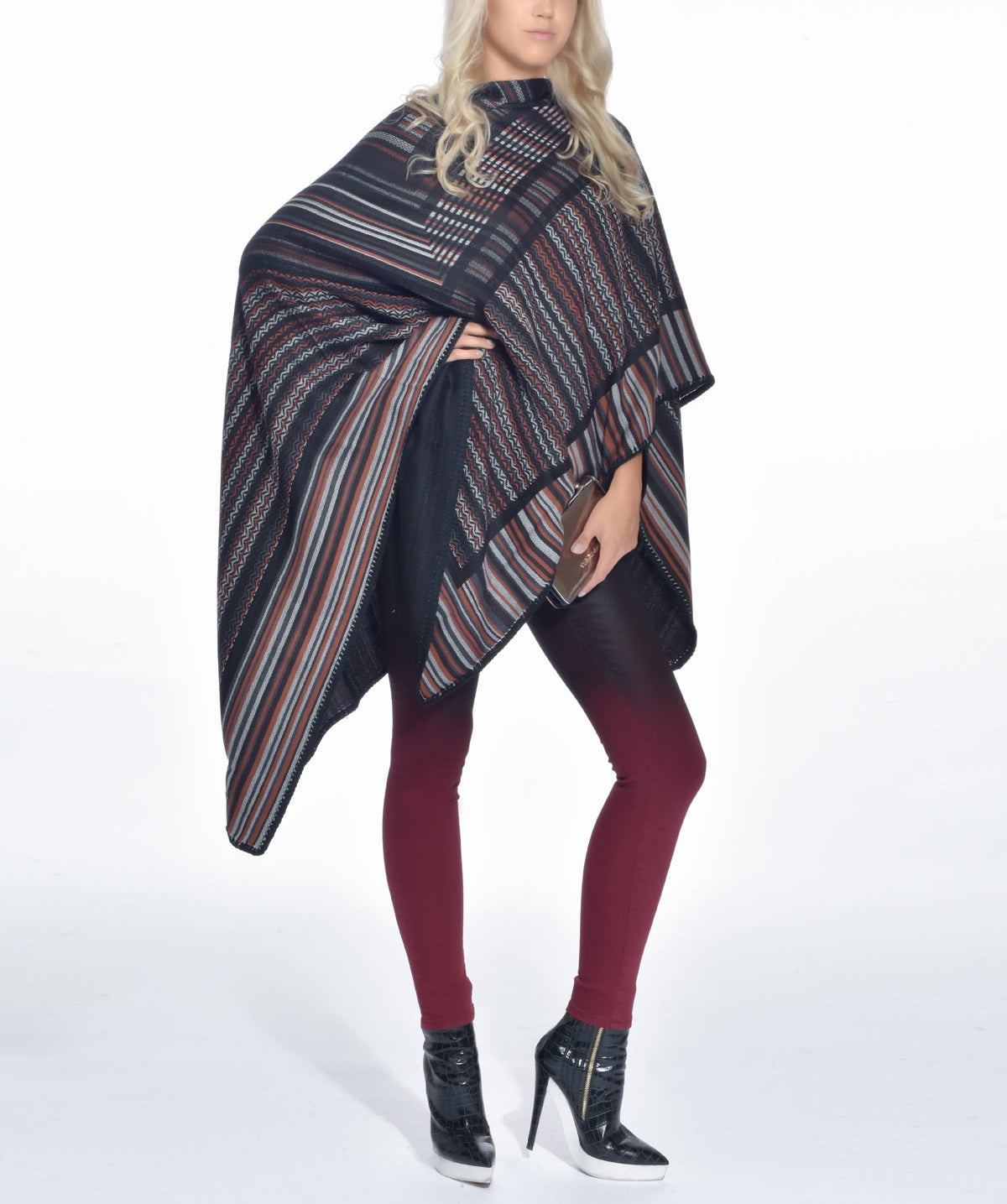 Crochet-knit Wool Poncho Black/Brown, MISSONI - elilhaam.com