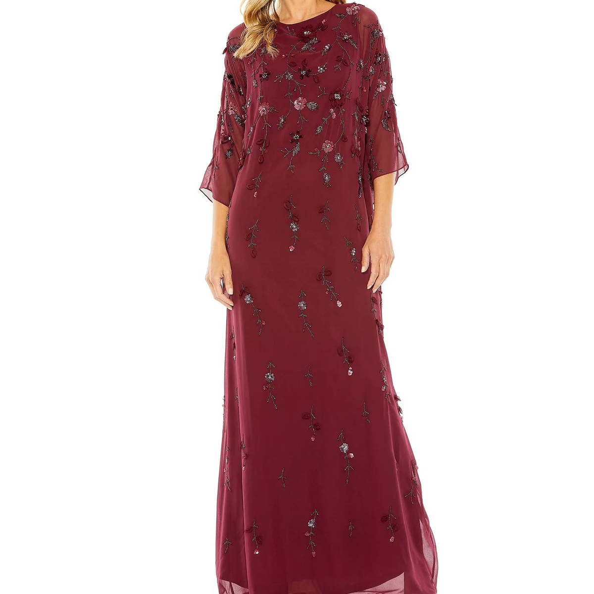 （US発）Mac Duggal レーストランペットイブニングドレス Black Embellished Neck Trumpet Gown - Mac Duggal