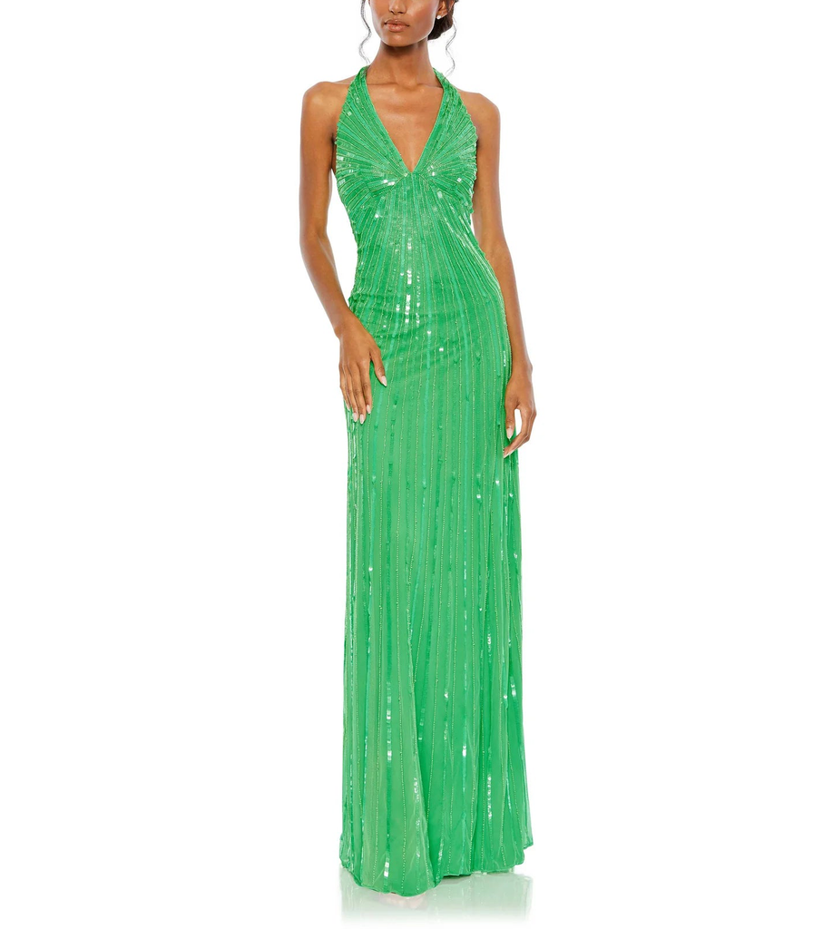 Sequined Halter Strap Gown
