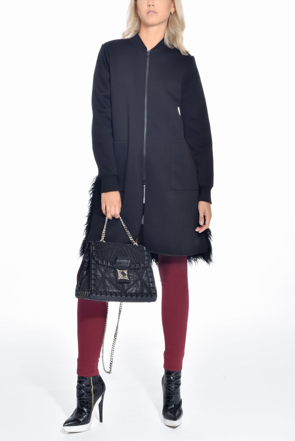 Tonal Green Quilted Shearling Coat, DIP - elilhaam.com