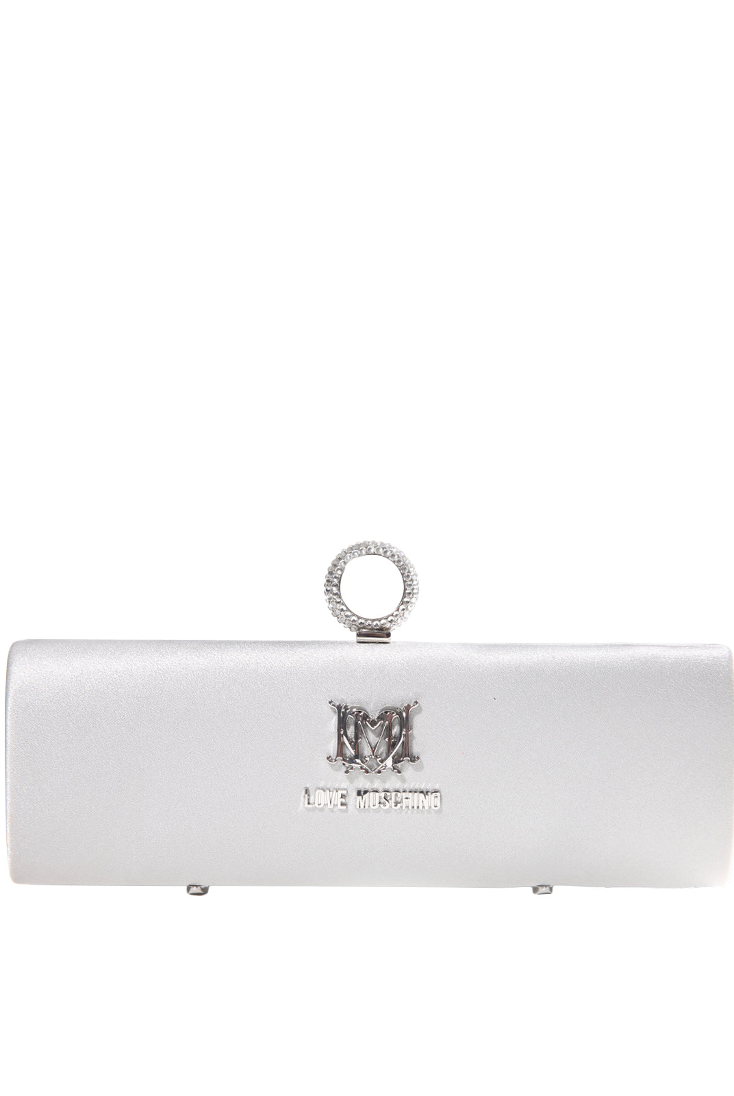Borsa Satin Argento Clutch, LOVE MOSCHINO - elilhaam.com
