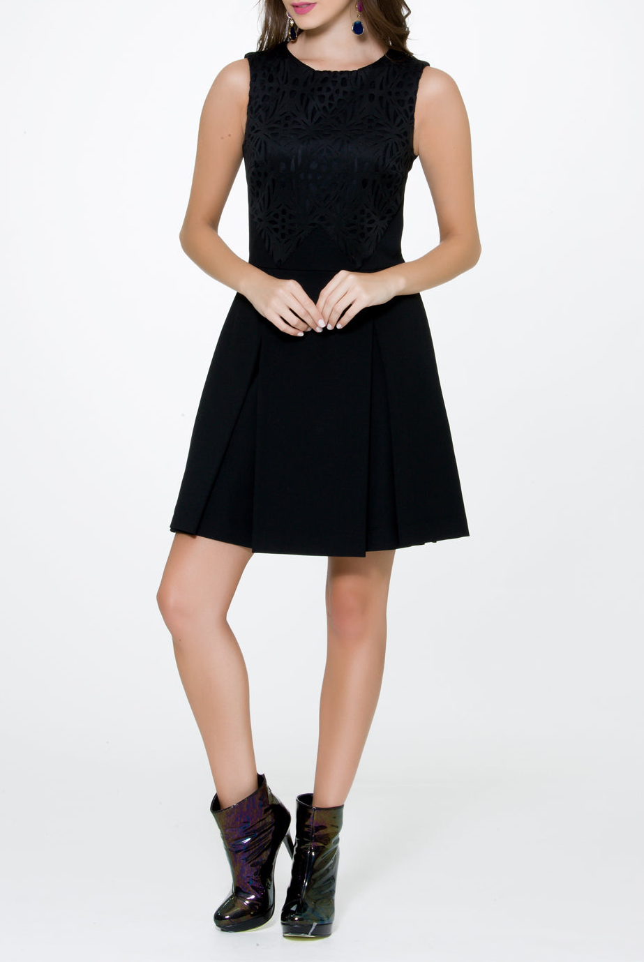 Black Laser Cut Dress, BYBLOS - elilhaam.com