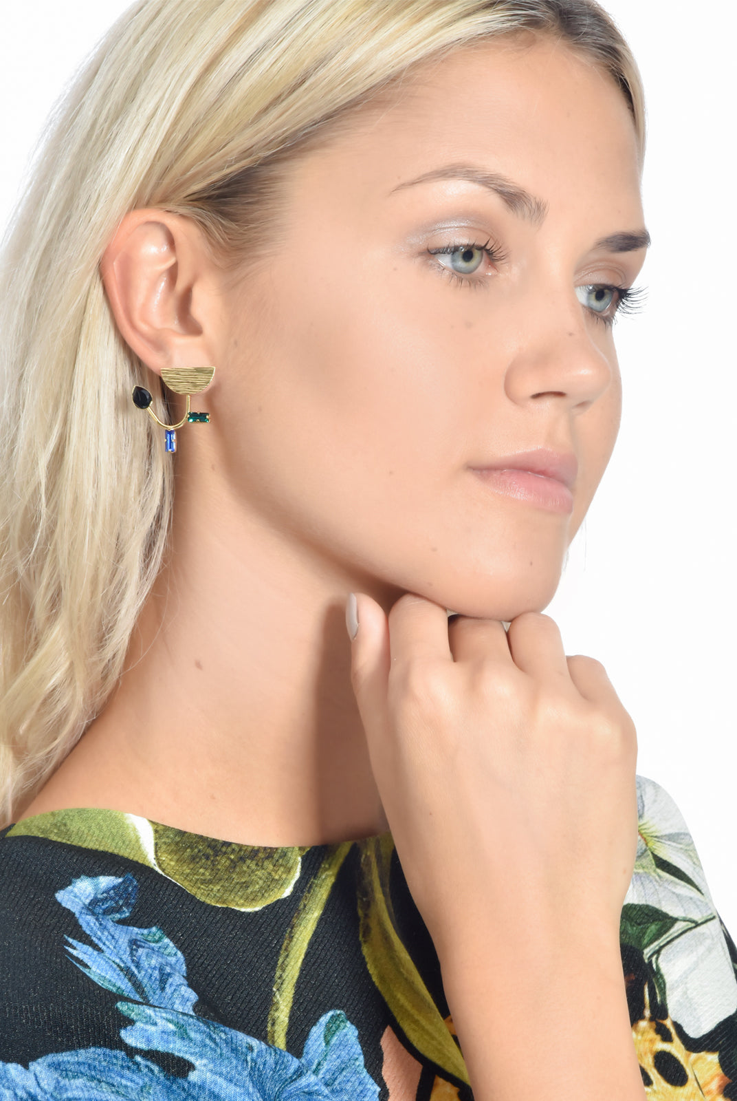 Tulips Emerald Sapphire Earrings, 10 DECOART - elilhaam.com