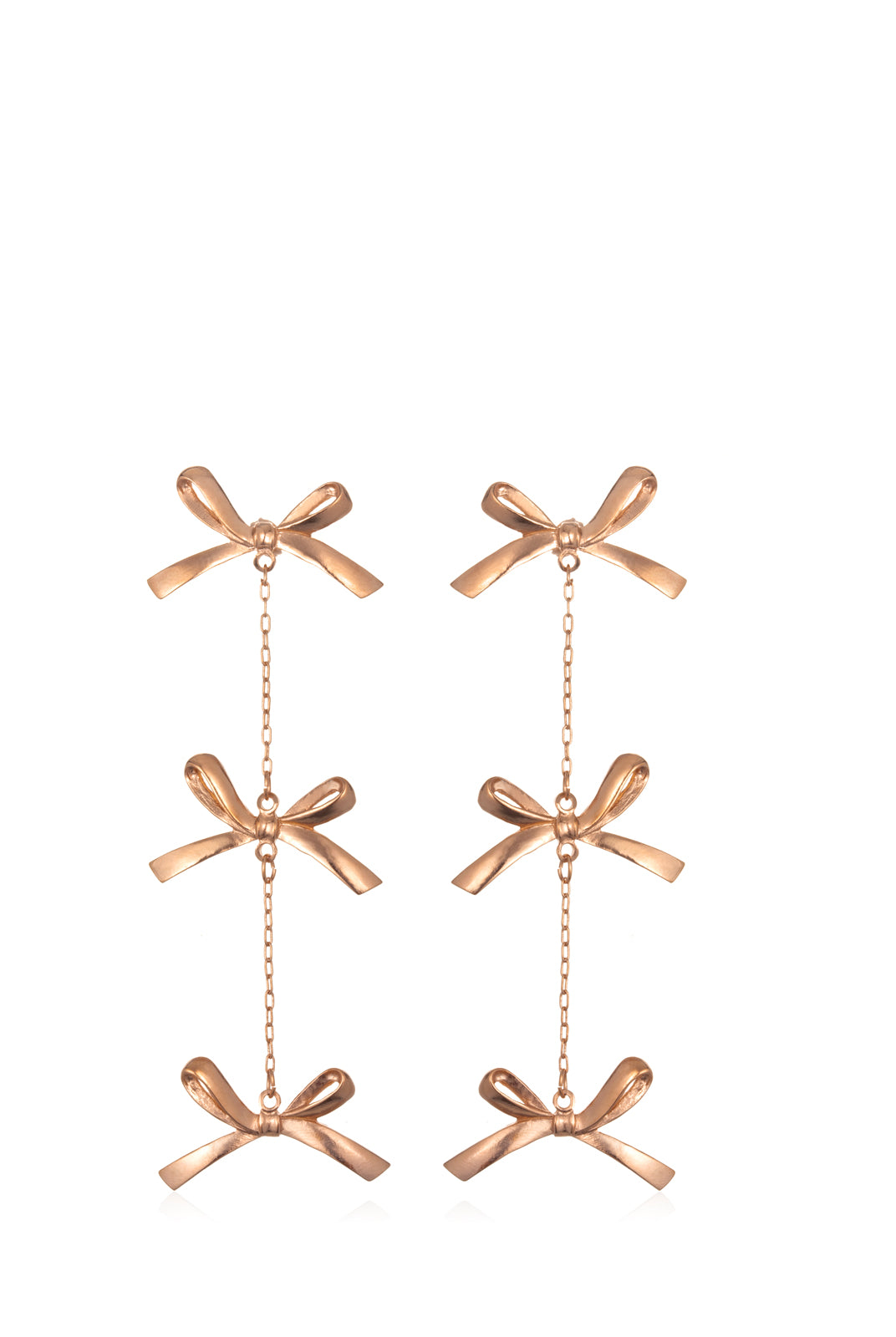 Rose Gold 3 Tier Bow Earrings, TULESTE - elilhaam.com
