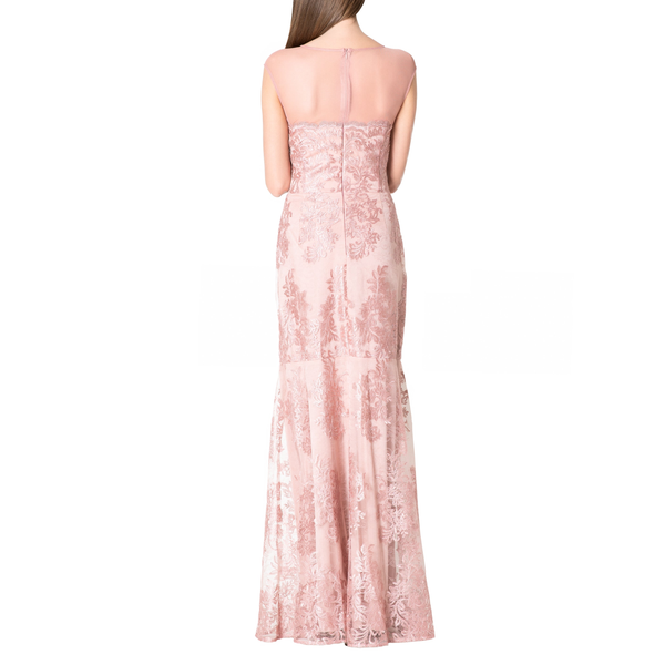 Lace Gown with Sheer Yoke
