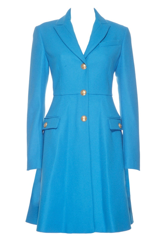 Teal Virgin Wool Coat Dress, VERSACE - elilhaam.com
