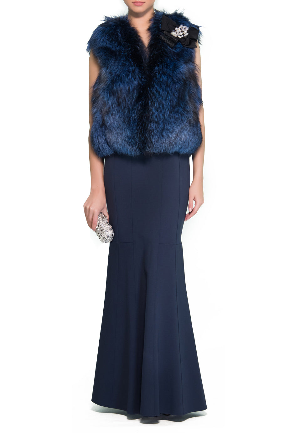 Teal Blue Fur Vest, DORIAN HO - elilhaam.com