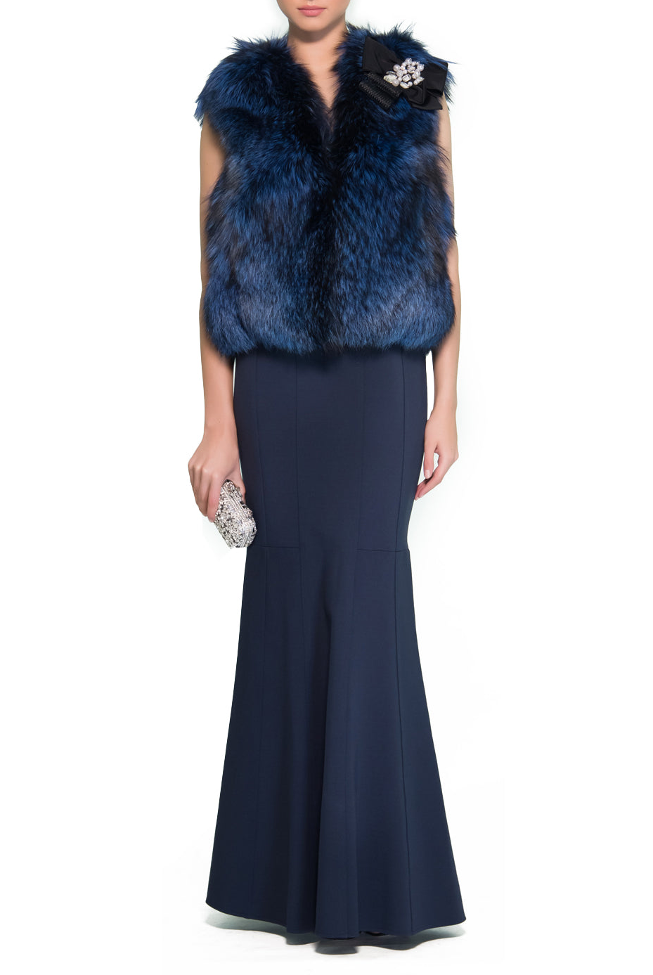 Teal Blue Fur Vest, DORIAN HO - elilhaam.com