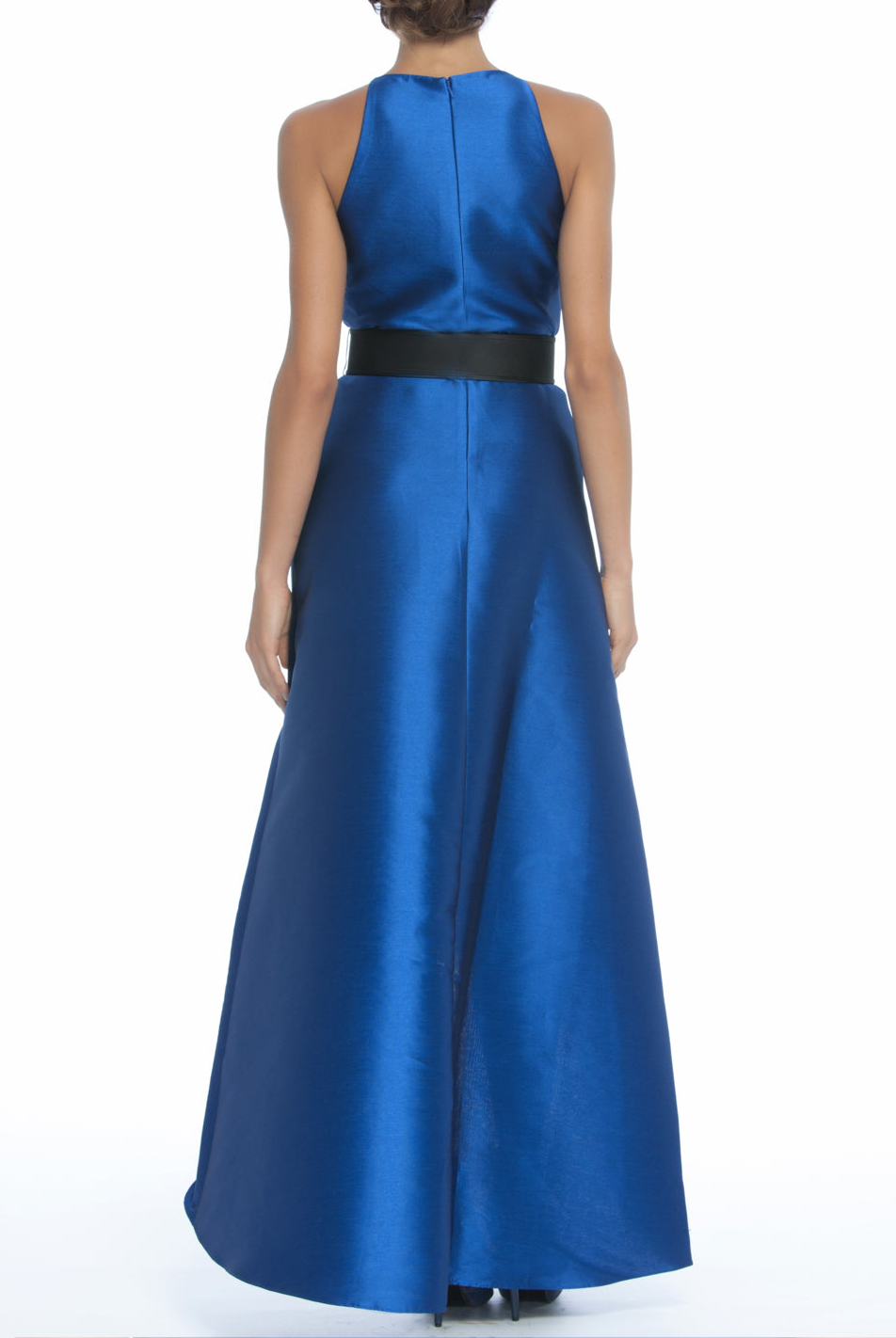 Royal Blue Tow-Toned Halter Draped Gown, Clothes,Designers,Wedding Season Dresses, BADGLEY MISCHKA - elilhaam.com