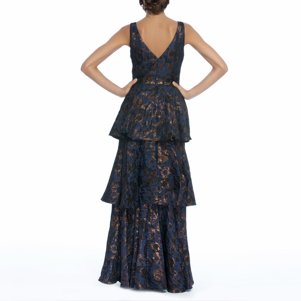 Tiered Jacquard Gown, New,Clothes,Designers,Wedding Season Dresses, BADGLEY MISCHKA - elilhaam.com