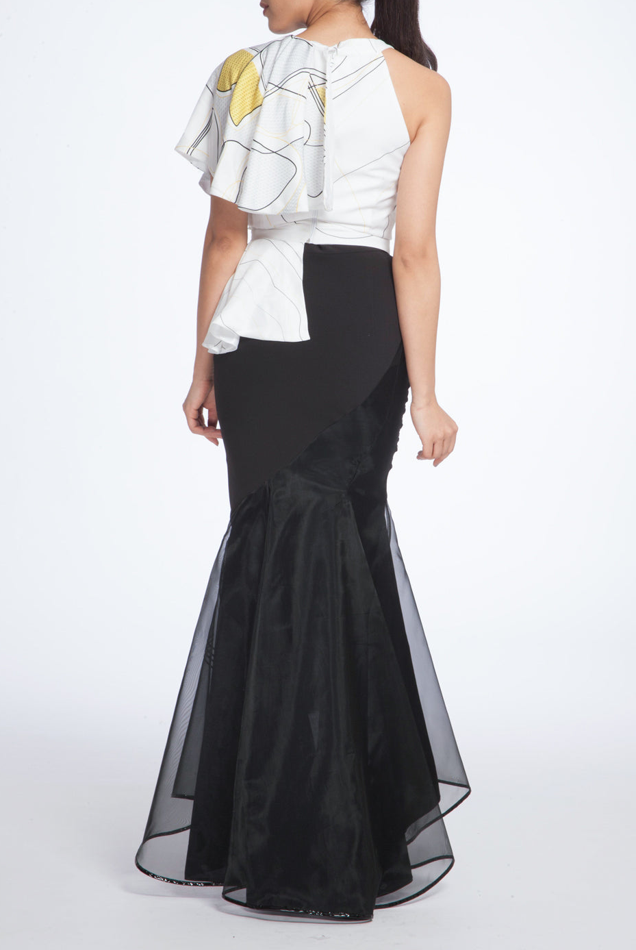 White &Yellow Peplum Top, AVARO FIGLIO - elilhaam.com