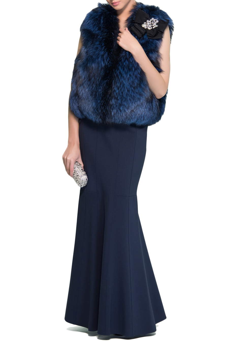 Teal Blue Fur Vest, DORIAN HO - elilhaam.com