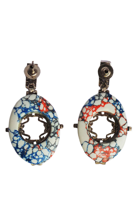 Multi Color Stone Earring with Blue base, KOUKLA - elilhaam.com