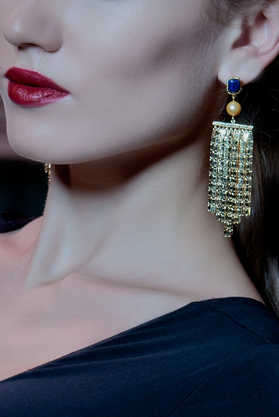 Fringe Earrings blue lapis, ISHARYA - elilhaam.com