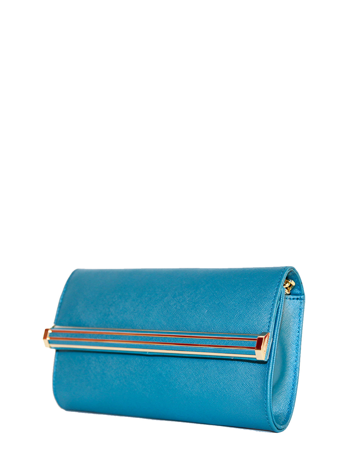 Blue textured Leather Clutch, IVANKA - elilhaam.com