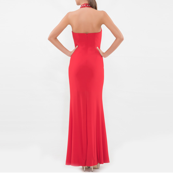 Red Diamond Cut High-low gown, VITTORIA ROMANO - elilhaam.com
