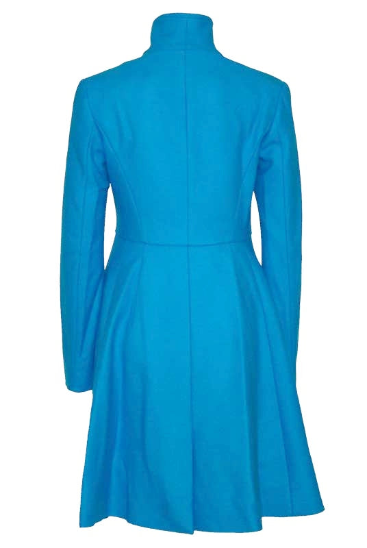 Teal Virgin Wool Coat Dress, VERSACE - elilhaam.com