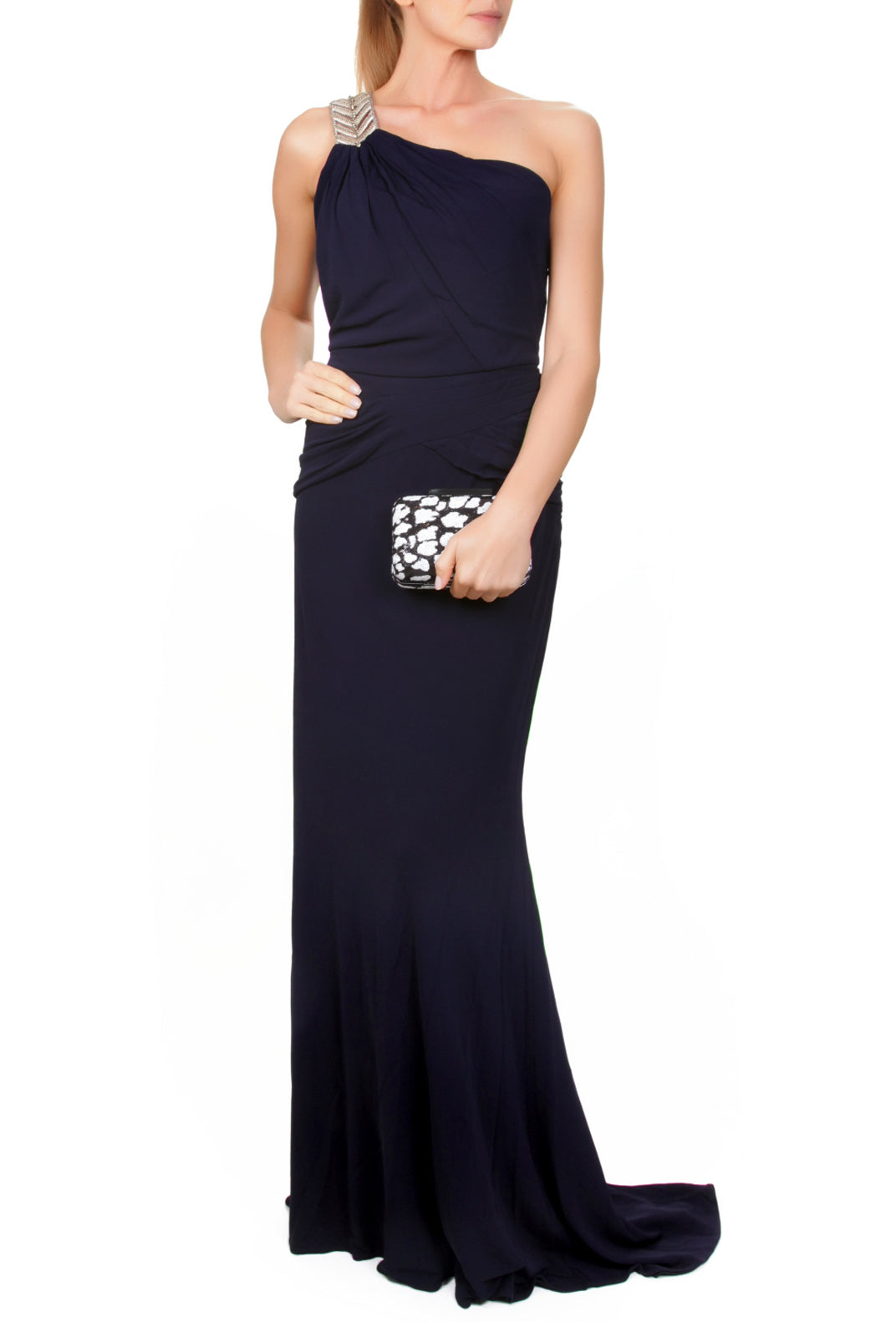 Embellished One-Shoulder Evening Gown, Clothes,Designers, BADGLEY MISCHKA - elilhaam.com