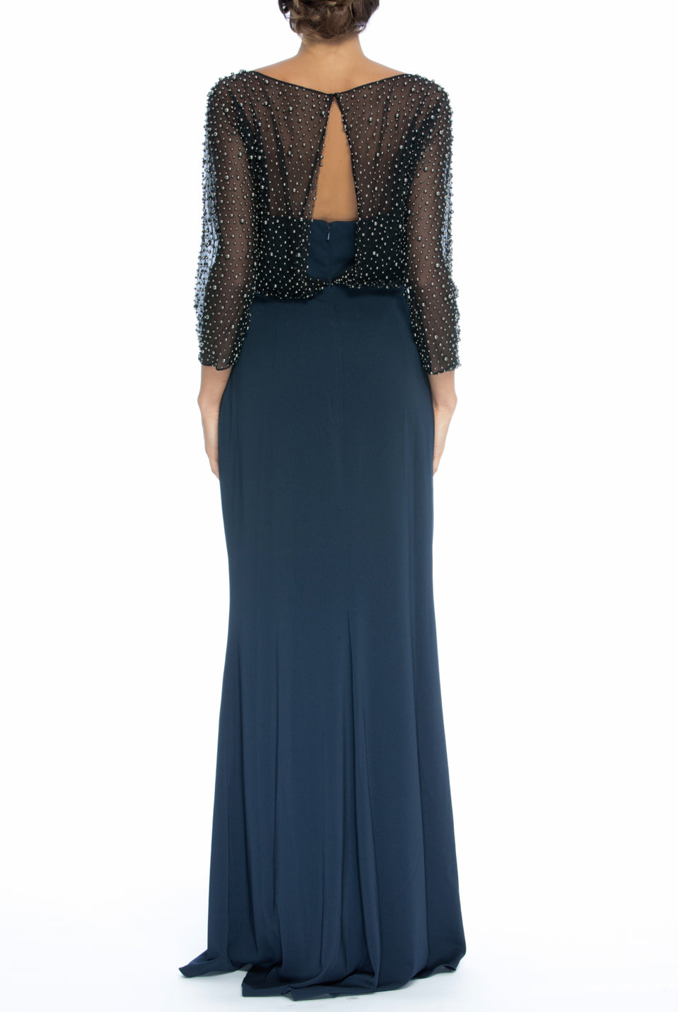 3/4-Sleeve Beaded Blouson Gown, BADGLEY MISCHKA - elilhaam.com