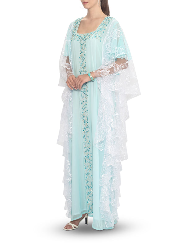 Two Tone Beds And Lace Embellished Kaftan