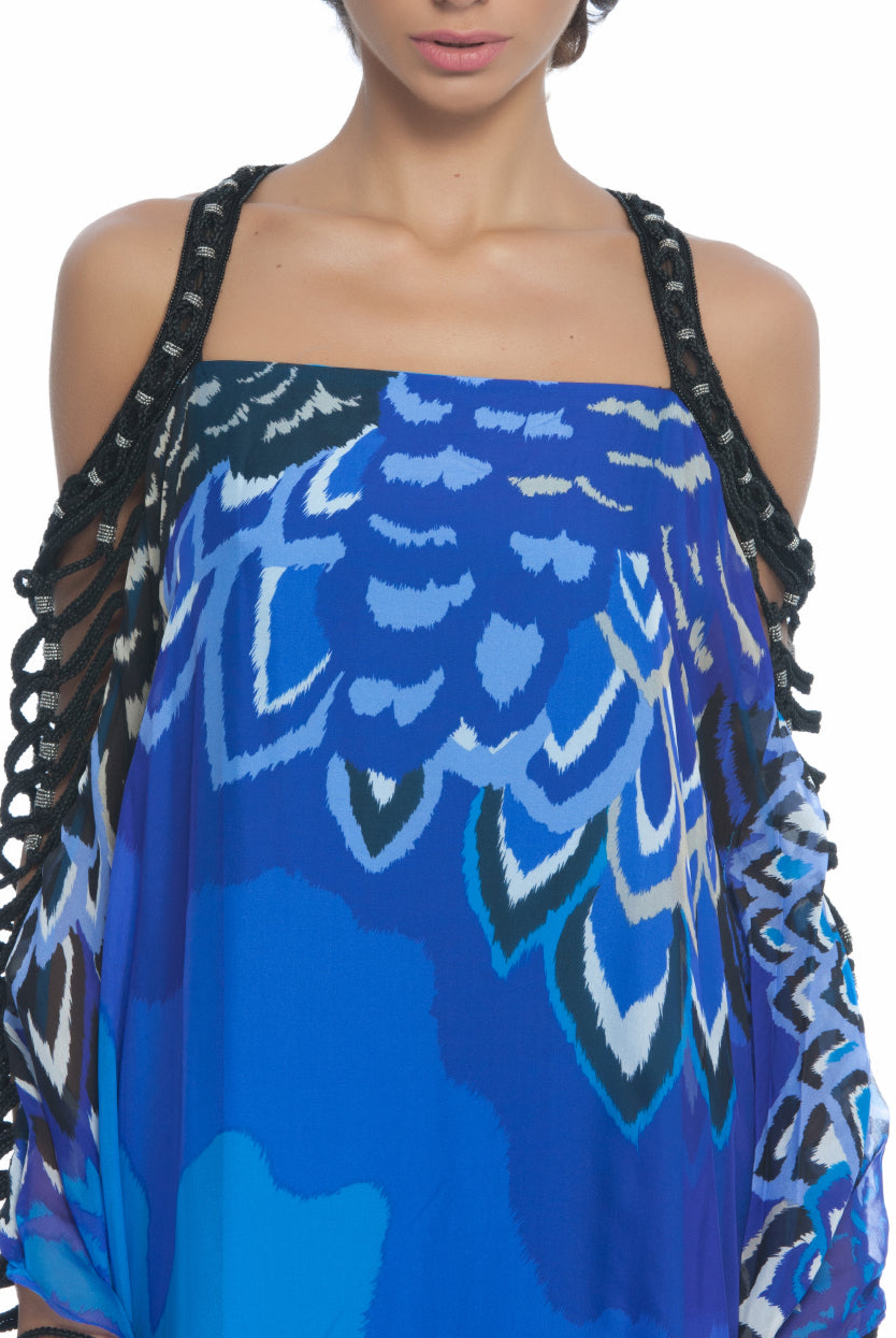 Silk Macram Kaftan Gown, Clothes,Designers,Designer Abayas and Kaftans, BADGLEY MISCHKA - elilhaam.com