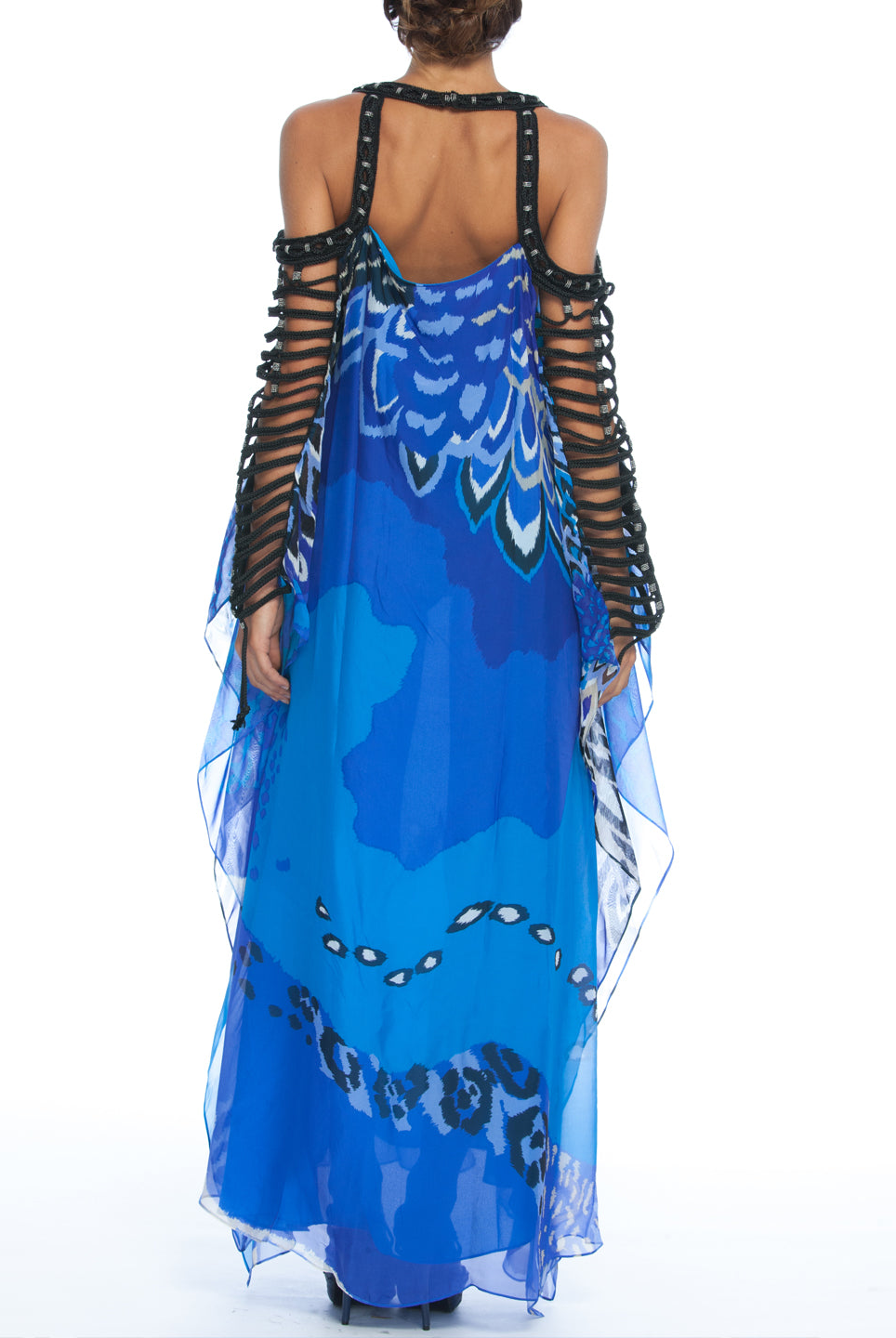 Silk Macram Kaftan Gown, Clothes,Designers,Designer Abayas and Kaftans, BADGLEY MISCHKA - elilhaam.com