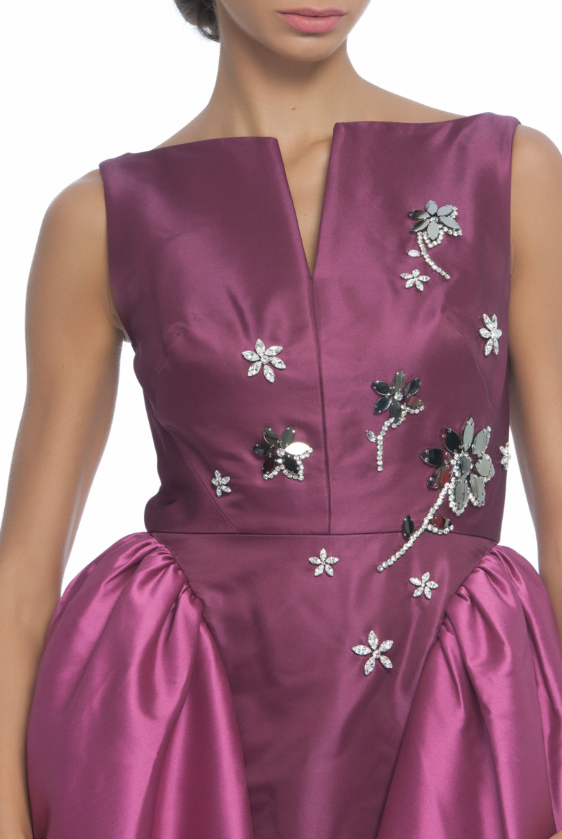 Magenta Sleeveless Taffeta Gown, DORIAN HO - elilhaam.com