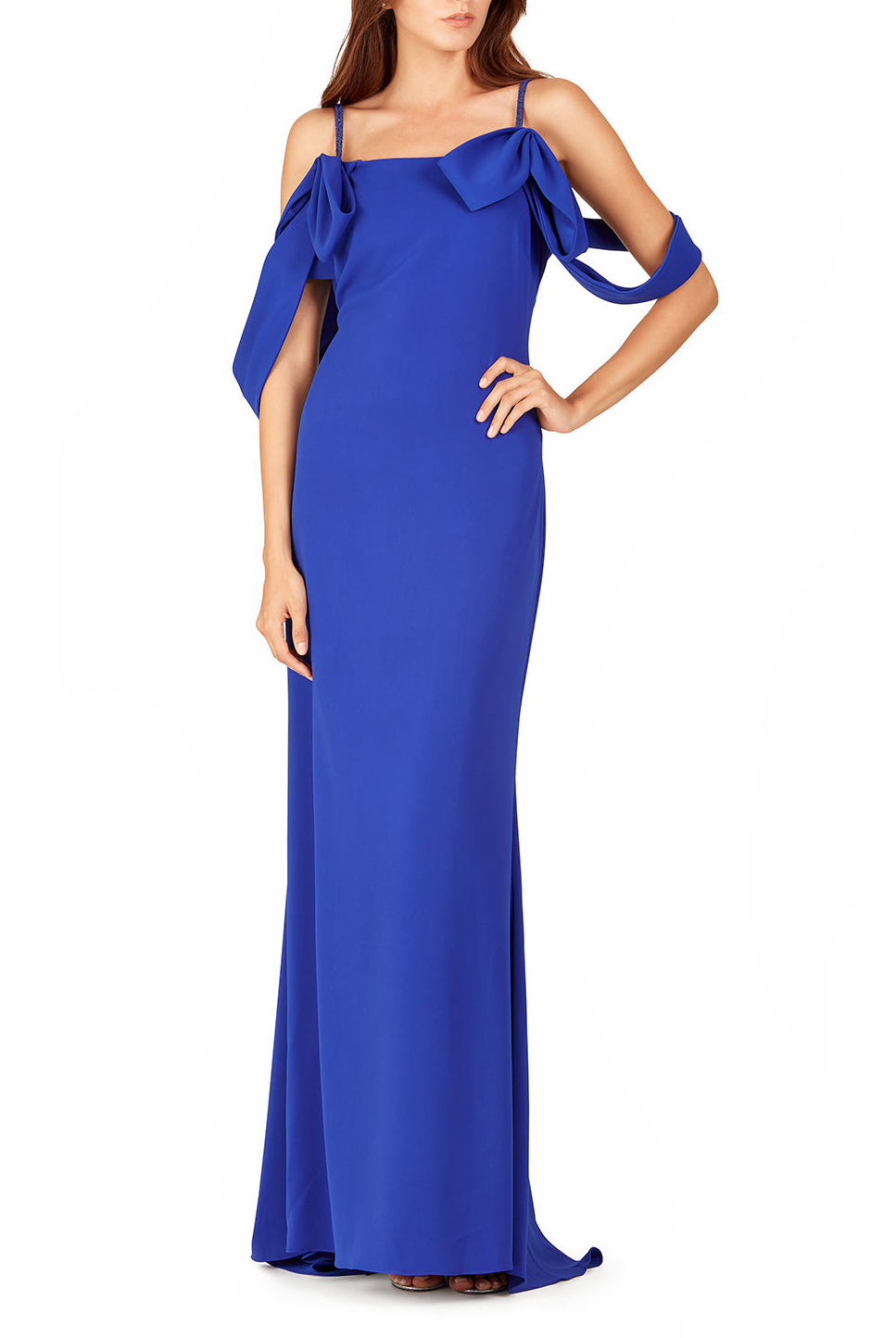 Blue Cold-Shoulder Gown, BADGLEY MISCHKA - elilhaam.com