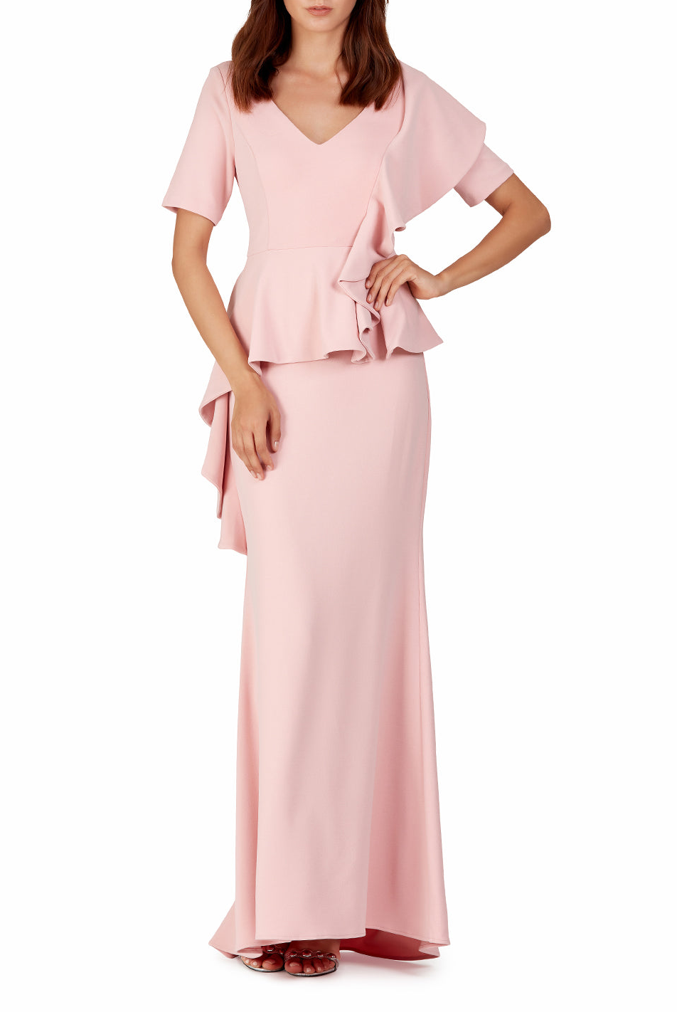 Cascade Ruffled Sleeve Gown, BADGLEY MISCHKA - elilhaam.com