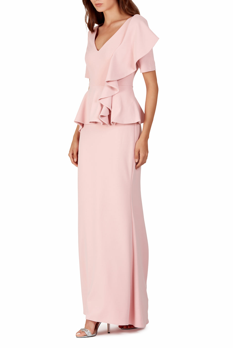 Cascade Ruffled Sleeve Gown, BADGLEY MISCHKA - elilhaam.com