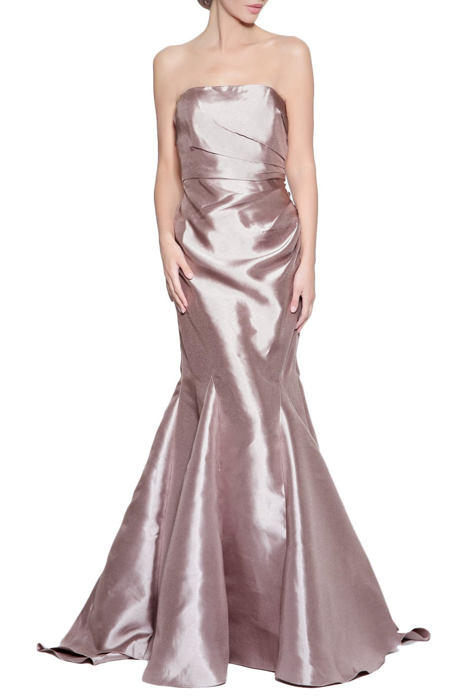 Champagne Mikado Strapless Gown, BADGLEY MISCHKA - elilhaam.com