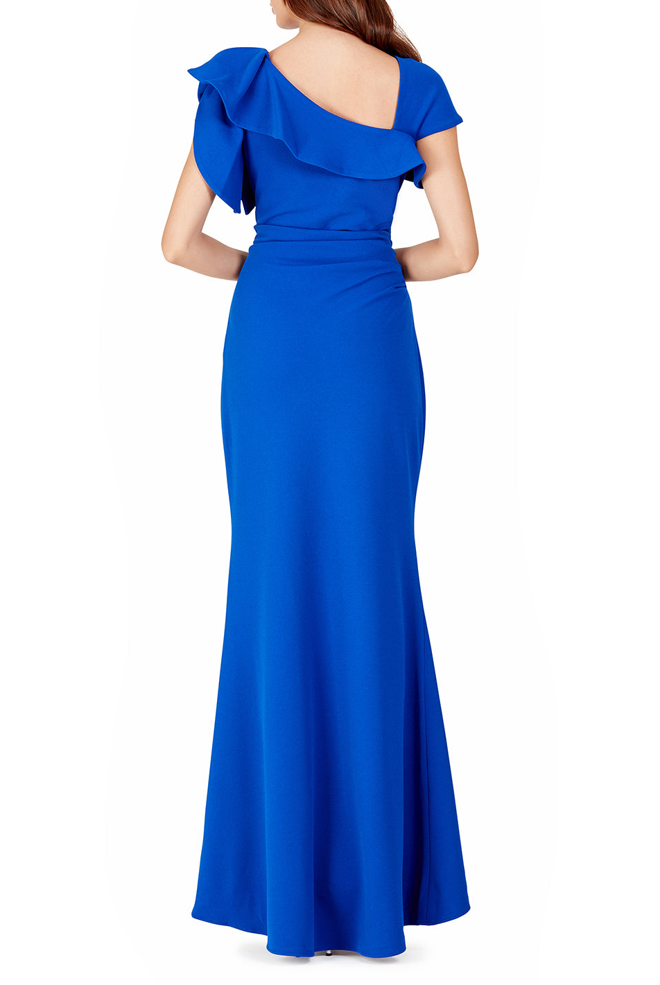 Cobalt Blue Ruffle Sleeved Gown, BADGLEY MISCHKA - elilhaam.com