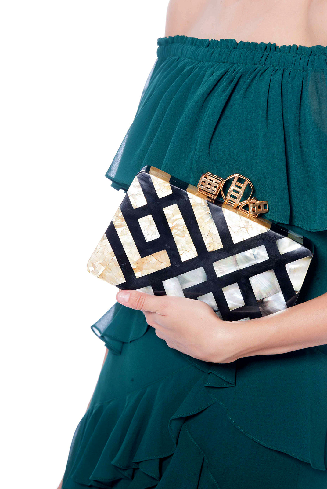 Off-The-Shoulder Ruffled High-Low Gown, BADGLEY MISCHKA - elilhaam.com