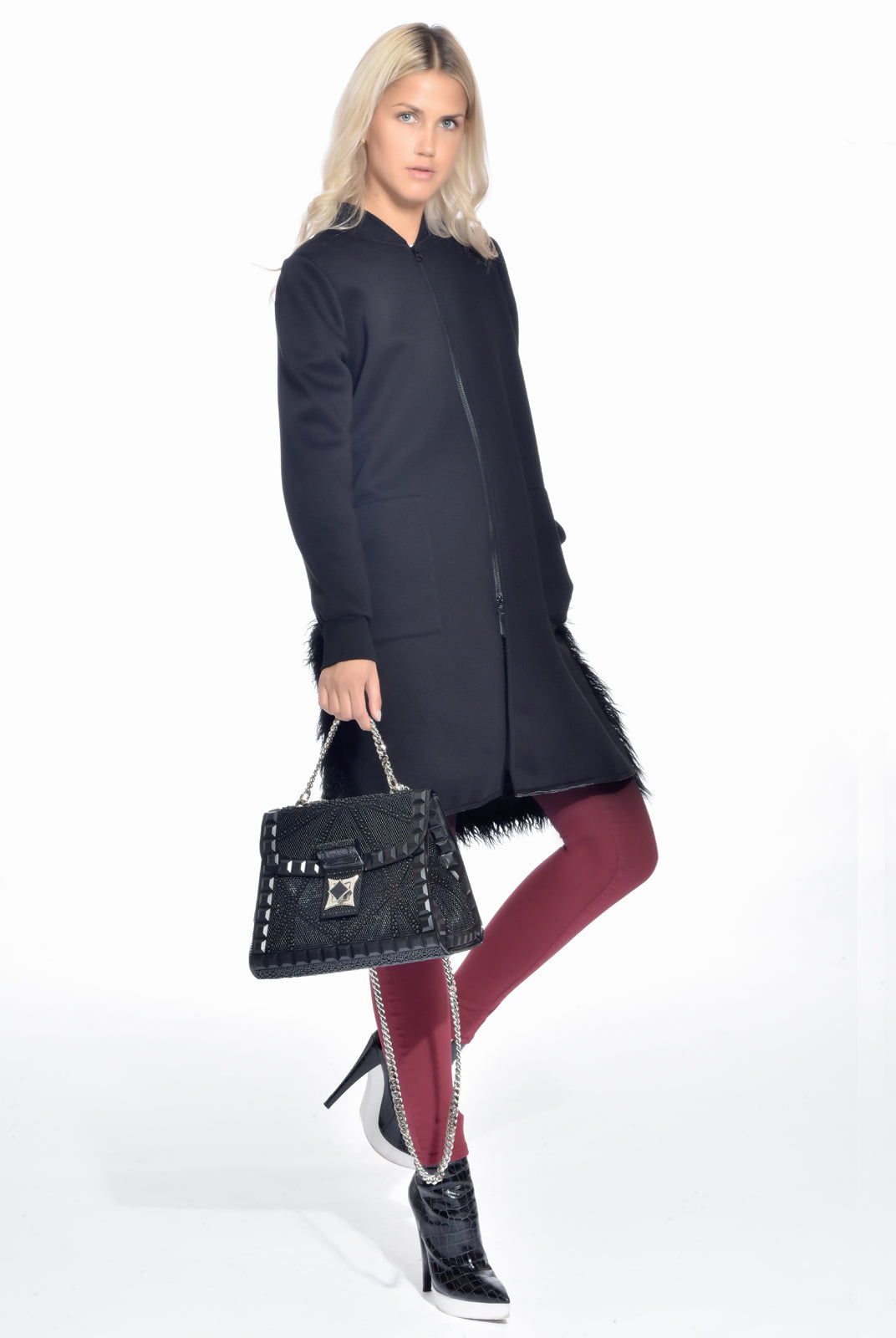 Tonal Green Quilted Shearling Coat, DIP - elilhaam.com