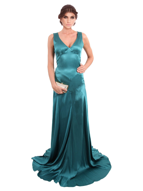 Sumptuous Jade Pleated Gown, JOHN GALLIANO - elilhaam.com
