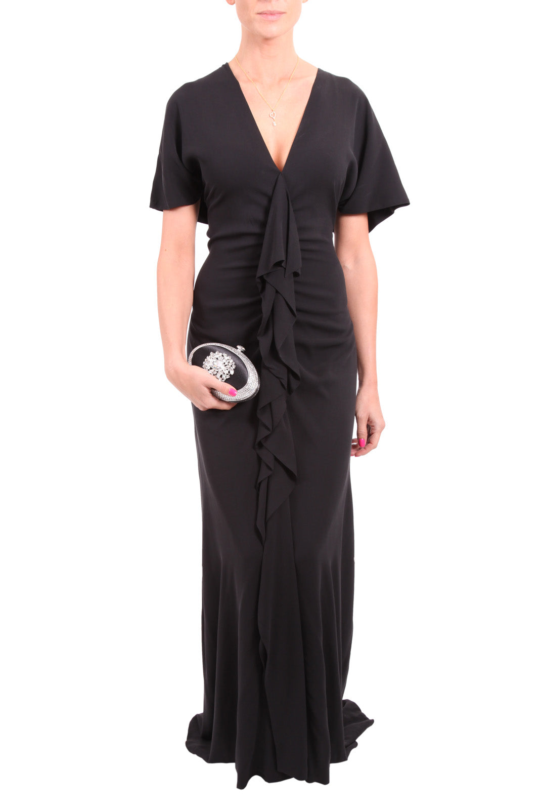 Black Viscose Stretch Gown, GUY LAROCHE - elilhaam.com