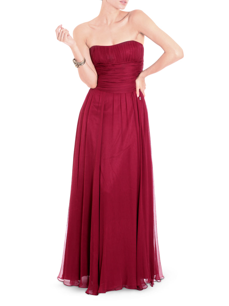 Strapless Pleated Bodice Gown
