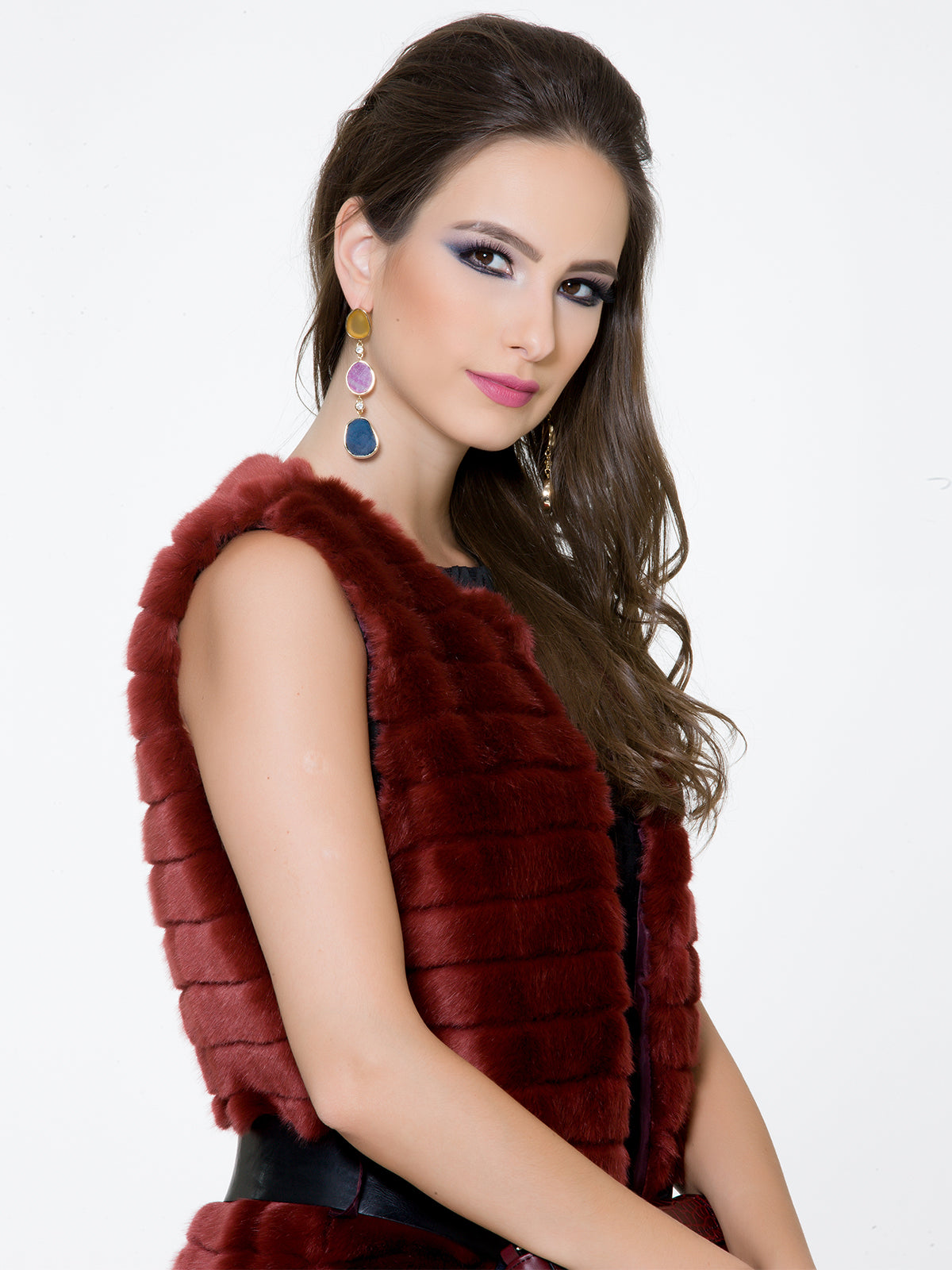Druzy cz Long Earring, ISHARYA - elilhaam.com
