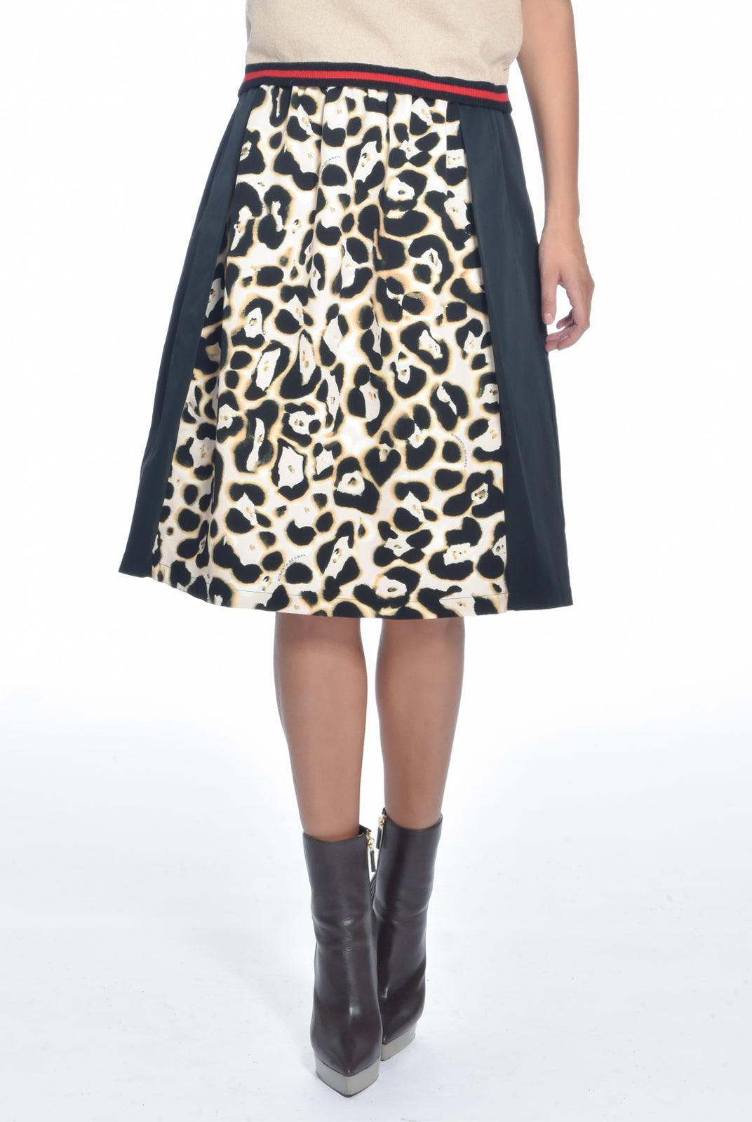 Cheetah Paneled Midi Skirt, ROBERTA SCARPA - elilhaam.com